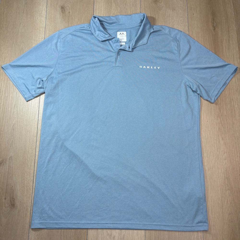 Oakley Hydrolix Polo Shirt Mens Large Blue Heathered Golf Performance S/S